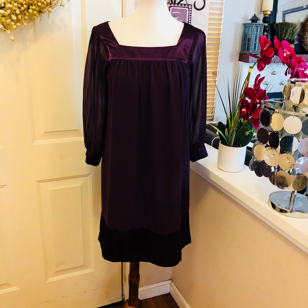 Needle & Thread Eggplant Color Satin Trim Dress